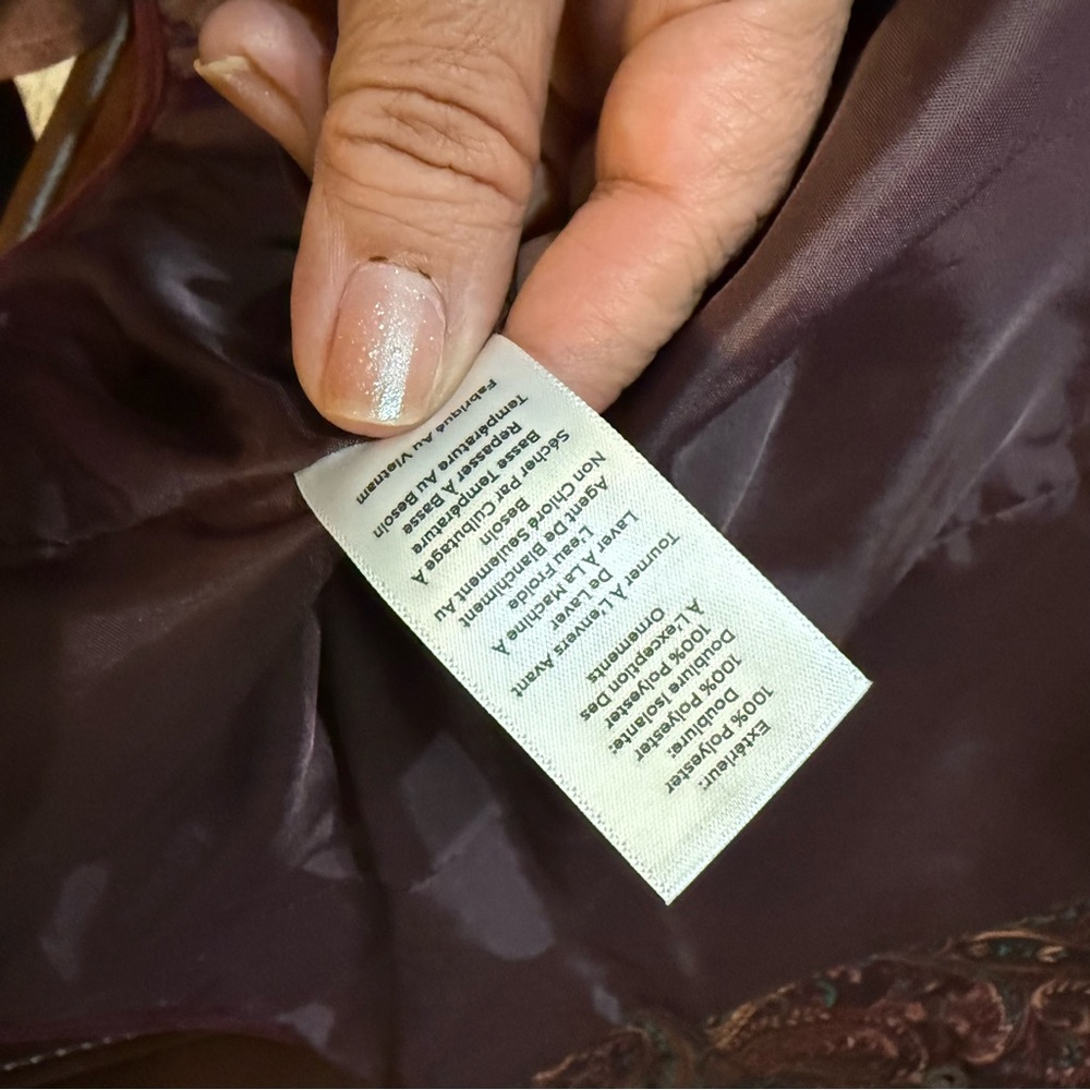 Talbots Paisley Quilted Puffer Jacket - Deep Red - Picture 13 of 14